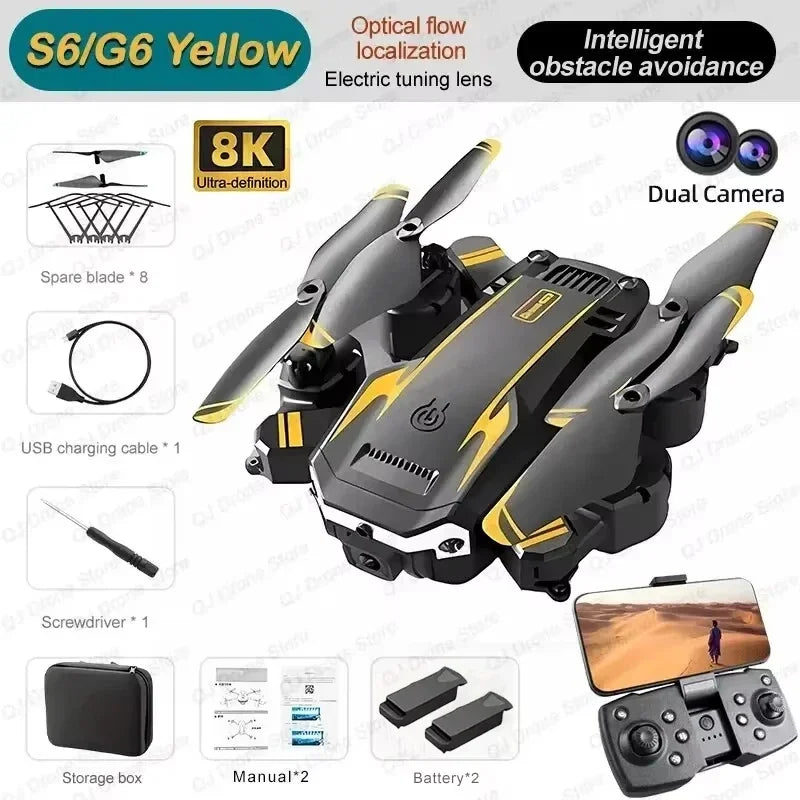 S6/G6 Drone 4K HD Camera WiFi FPV Live Video Obstacle Avoidance Foldable RC Quadcopter One-Key Return Professional Aerial
