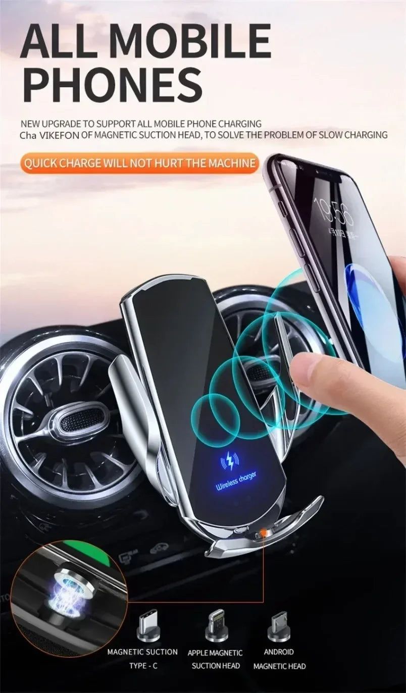 30W Wireless Car Phone Holder Universal navigation Clip Sensing Open Close Navigation Mount Wireless Charging Automobile Accessori