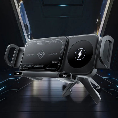 Car Wireless Charger 15W Dual Coil Car Vent Phone Holder Fast Charging Cell Phone Holder for Smartphone/Pad/Foldable Phone