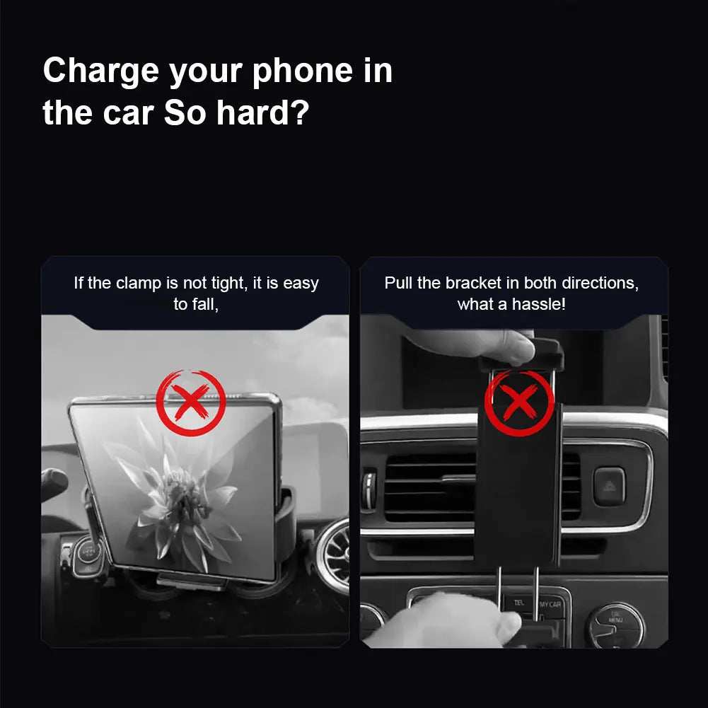Car Wireless Charger 15W Dual Coil Car Vent Phone Holder Fast Charging Cell Phone Holder for Smartphone/Pad/Foldable Phone