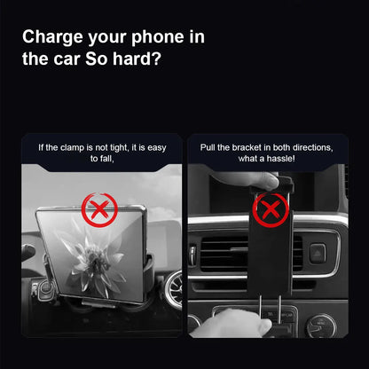 Car Wireless Charger 15W Dual Coil Car Vent Phone Holder Fast Charging Cell Phone Holder for Smartphone/Pad/Foldable Phone