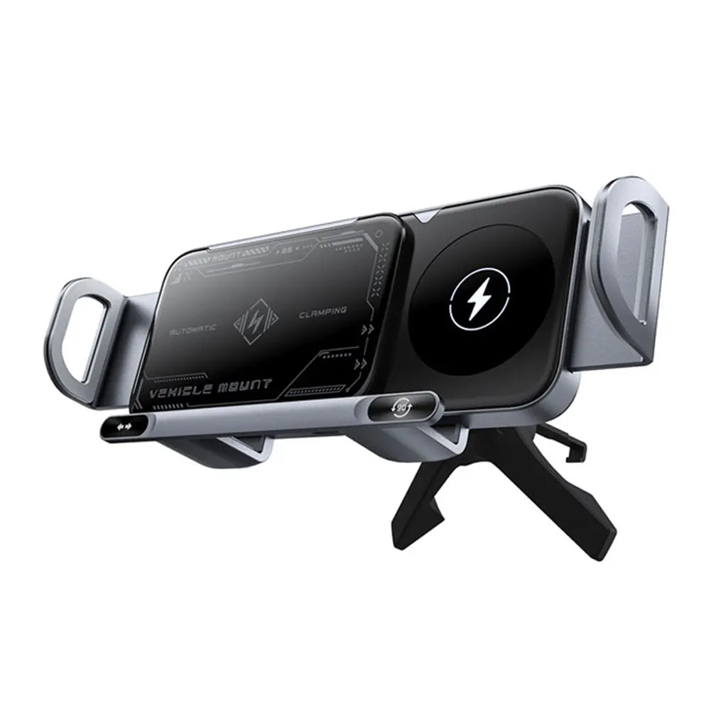Car Wireless Charger 15W Dual Coil Car Vent Phone Holder Fast Charging Cell Phone Holder for Smartphone/Pad/Foldable Phone