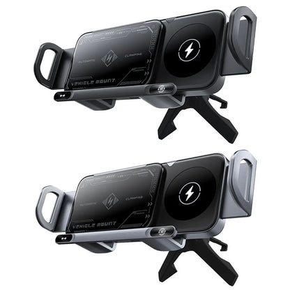 Car Wireless Charger 15W Dual Coil Car Vent Phone Holder Fast Charging Cell Phone Holder for Smartphone/Pad/Foldable Phone