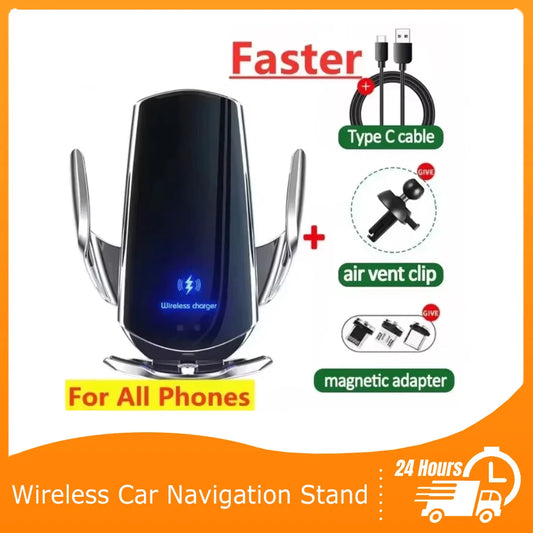 30W Wireless Car Phone Holder Universal navigation Clip Sensing Open Close Navigation Mount Wireless Charging Automobile Accessori